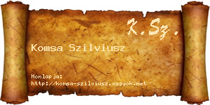 Komsa Szilviusz névjegykártya